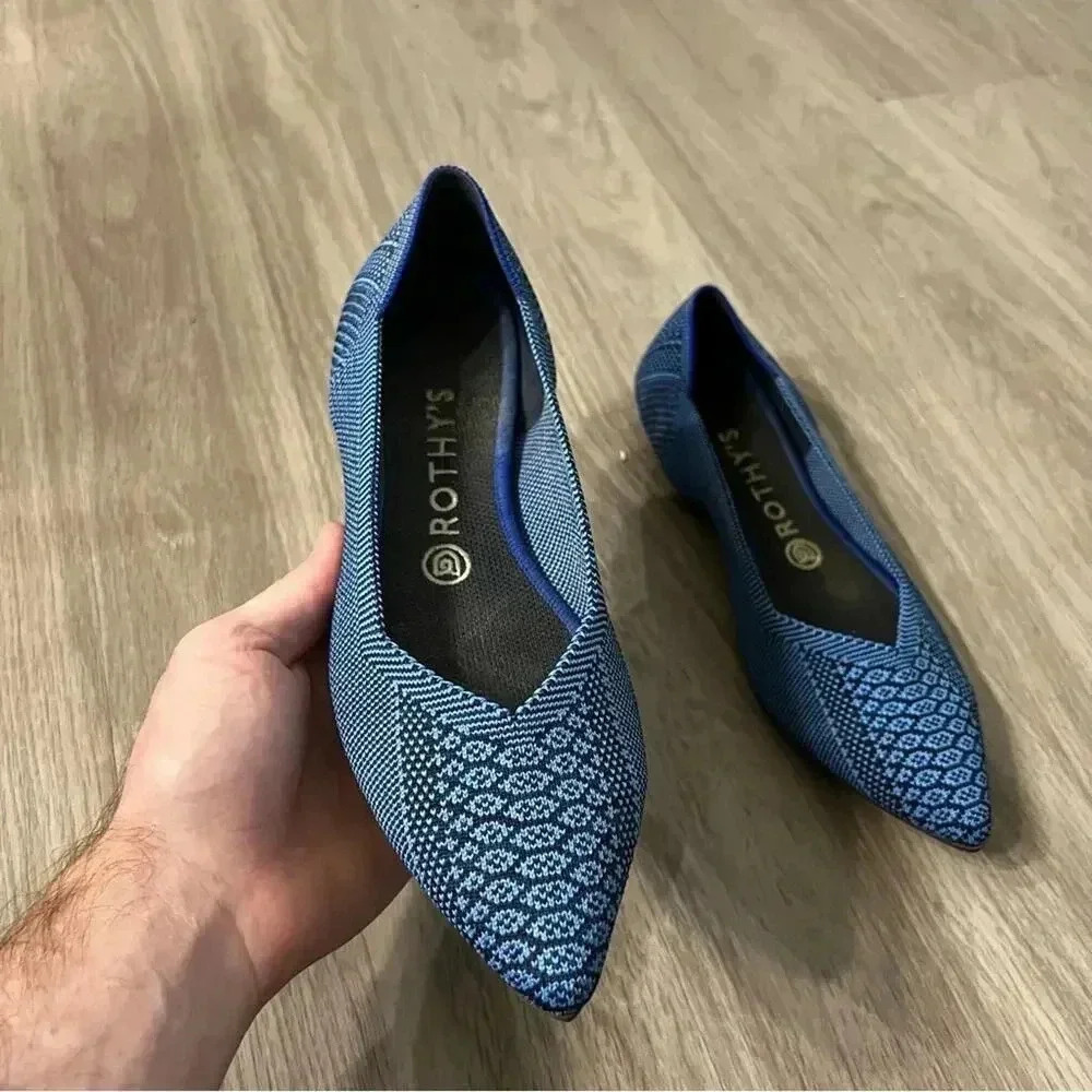 Rothy's Blue Pointed-Toe Knit Flats - Picture 5 of 9